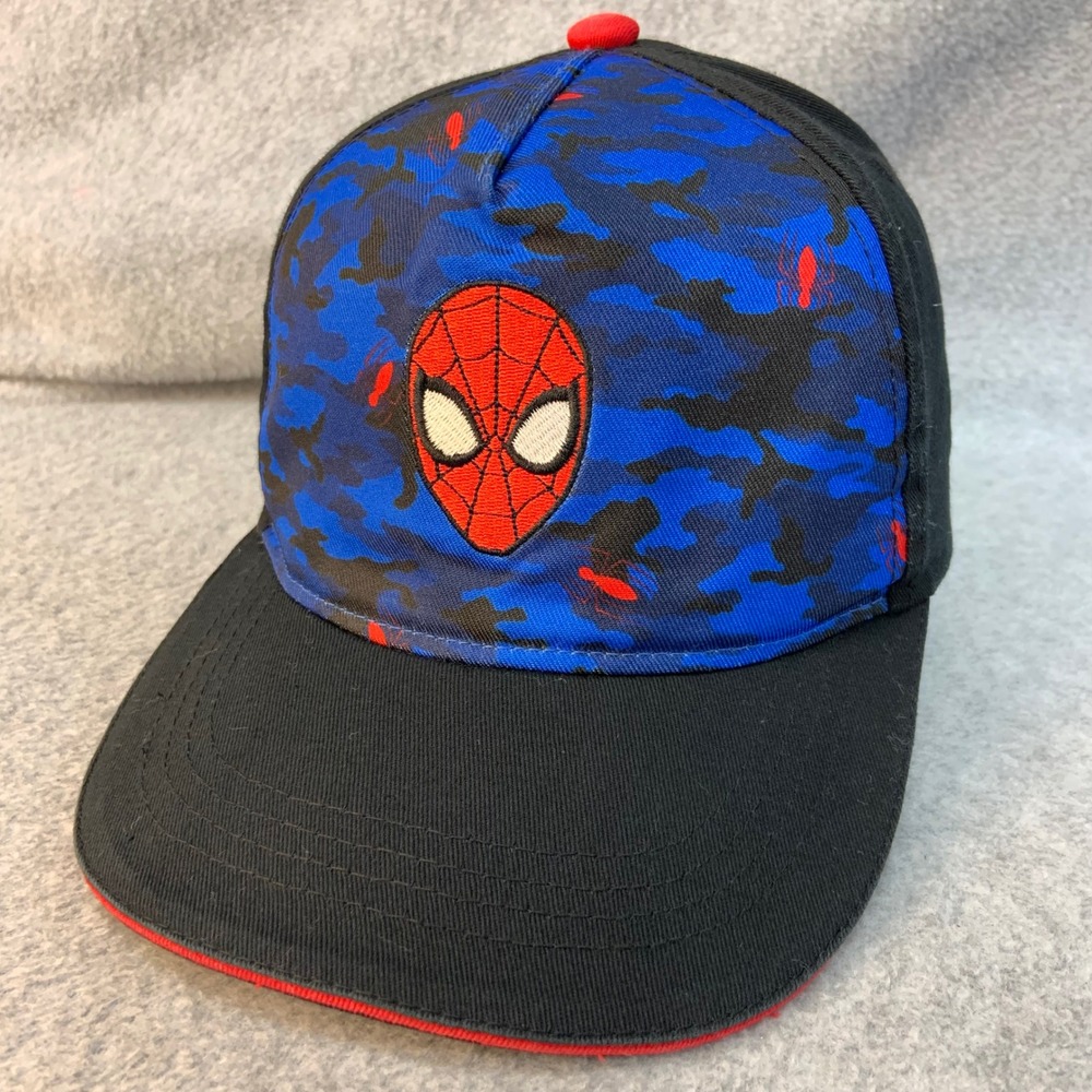 Spider-Man Mask Kids Blue Marvel Snapback Hat Camo Print One Size